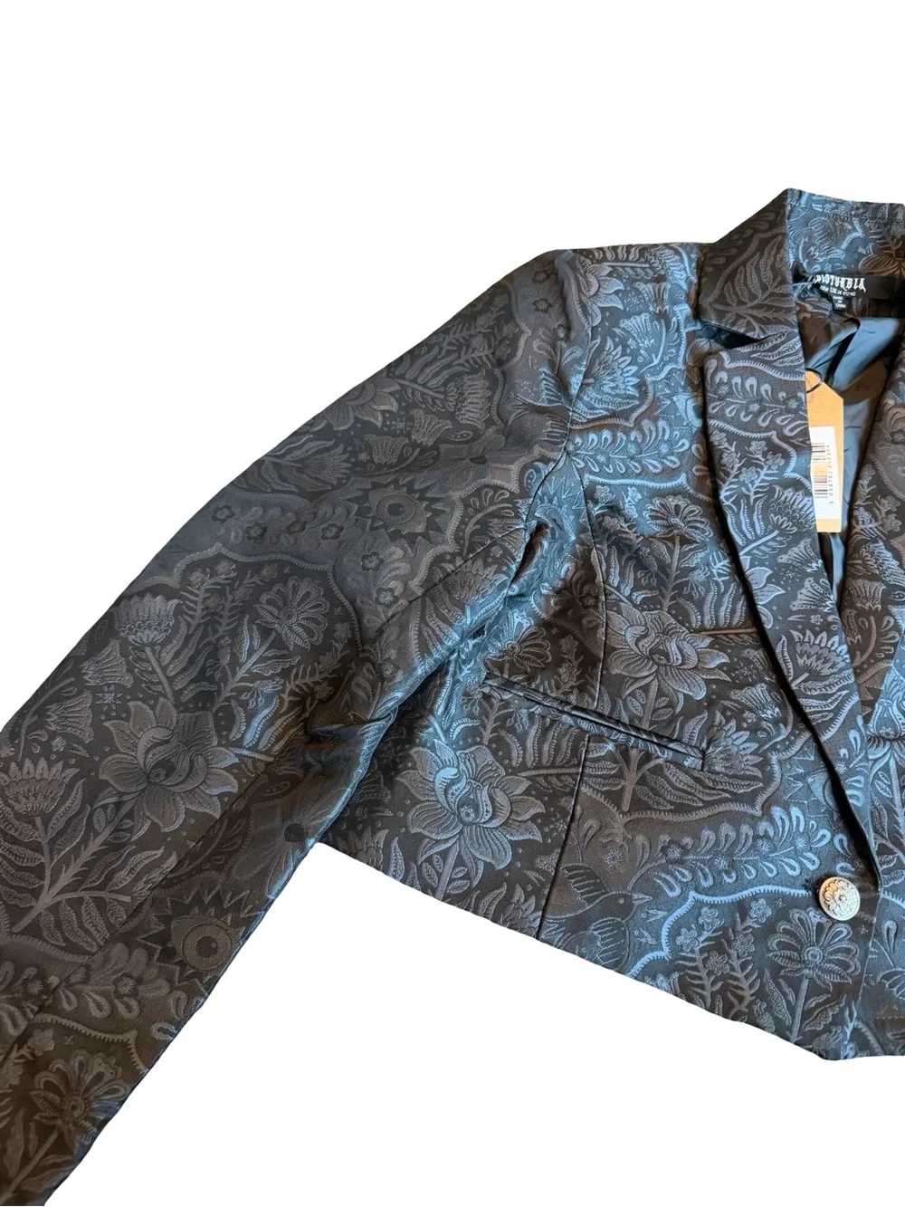 Disturbia Nocturna Jacquard Cropped Blazer Jacket Button-Down Academia Sz 10 NWT
